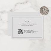Einfache Hochzeit mit hellgrauem QR-Code Mitteilungskarte (Vorderseite/Rückseite Beispiel)