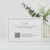 Einfache Hochzeit mit hellgrauem QR-Code RSVP Karte (Stehend Vorderseite)