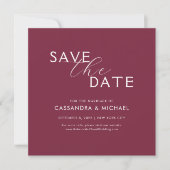 Einfache Hochzeit mit Lila und weißer Typografie Save The Date (Vorderseite)