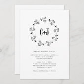 Einfache Hochzeit mit Minimalistischem Kranz Einladung (Vorne/Hinten)
