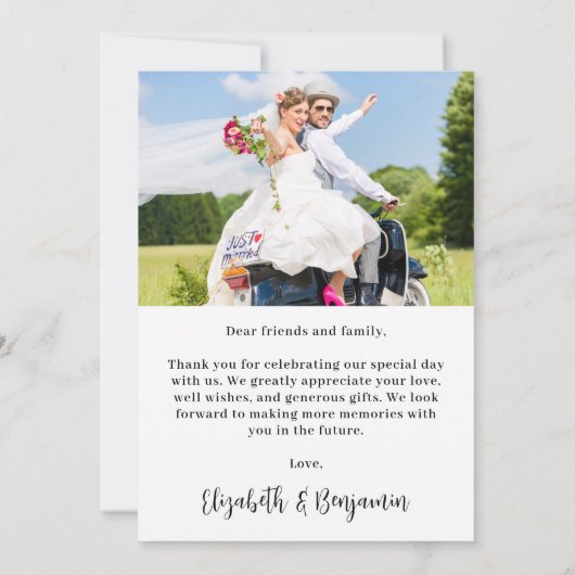 Einfache Hochzeit mit modernem Chic 2 Foto Dankeskarte (Rückseite)