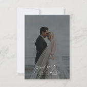 Einfache Hochzeit mit modernem Skript-Foto Dankeskarte (Vorderseite)