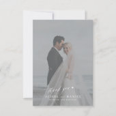 Einfache Hochzeit mit modernem Skript-Foto Dankeskarte (Vorderseite)