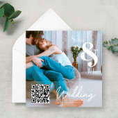 Einfache Hochzeit mit modernem UAWG QR Code Foto Einladung