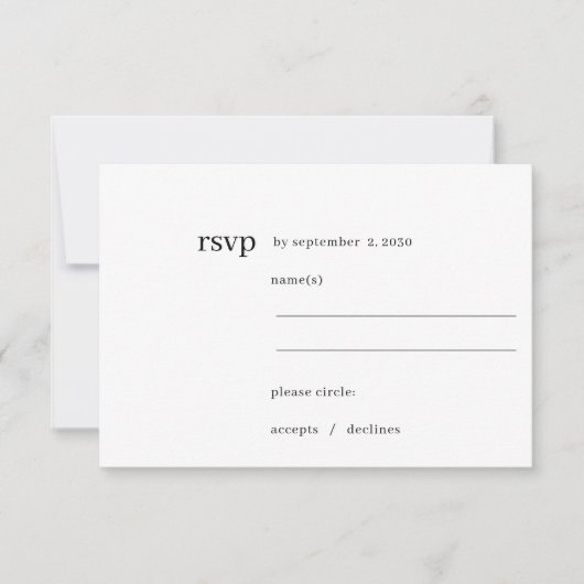 Einfache Hochzeit mit moderner Chic-Form der schwa RSVP Karte (Vorderseite)