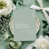 Einfache Hochzeit mit moderner Chic Sage Green Einladung
