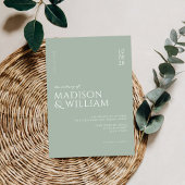 Einfache Hochzeit mit moderner Chic Sage Green Einladung