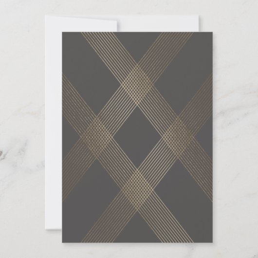 Einfache Hochzeit mit moderner geometrischer Gold- Einladung (Rückseite)