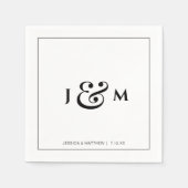 Einfache Hochzeit mit Monogramm Serviette (Vorderseite)