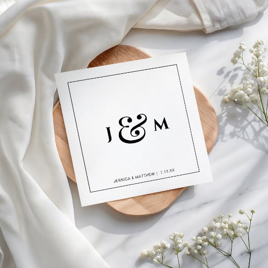 Einfache Hochzeit mit Monogramm Serviette