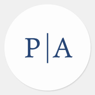 Einfache Hochzeit mit Navy Blau und Weiß Monogramm Runder Aufkleber