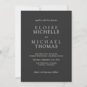 Einfache Hochzeit mit QR-Code im klassischen Kohle Einladung (Vorderseite)