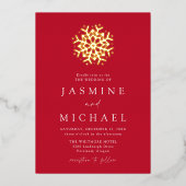 Einfache Hochzeit mit Rot und Gold Folieneinladung (Vorderseite)
