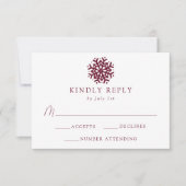 Einfache Hochzeit mit Schneeflocken RSVP Karte (Vorderseite)