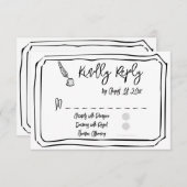 Einfache Hochzeit mit Schwarz und Weiß RSVP Karte (Vorne/Hinten)