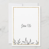 Einfache Hochzeit mit Schwarz-weißem Blattgold Einladung (Rückseite)