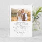 Einfache Hochzeit mit schwarz-weißem Foto-Overlay  Einladung (Stehend Vorderseite)