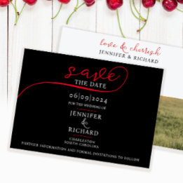 Einfache Hochzeit mit Schwarz-weißem Foto Save The Date