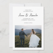 Einfache Hochzeit mit Schwarz-weißem Foto Save The Date (Vorderseite)