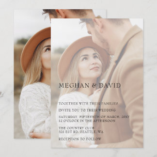Einfache Hochzeit mit vollem Foto Einladung