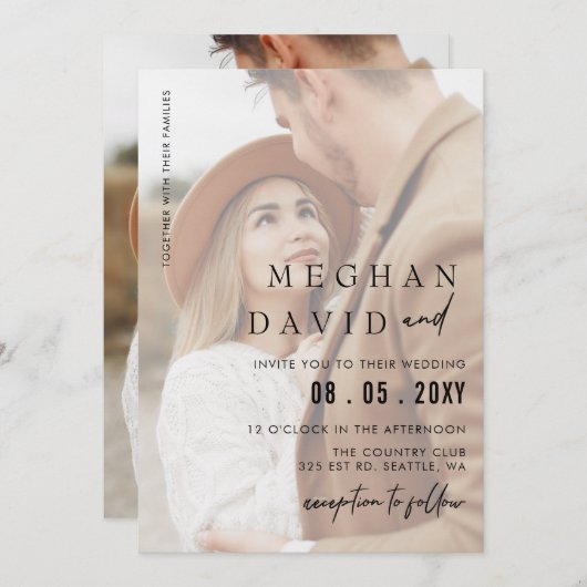 Einfache Hochzeit mit vollem Foto Einladung (Vorne/Hinten)