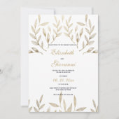 Einfache Hochzeit mit weißem Blattgold Einladung (Vorderseite)