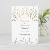 Einfache Hochzeit mit weißem Blattgold Einladung (Stehend Vorderseite)