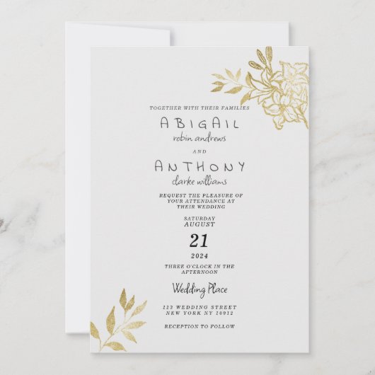 Einfache Hochzeit mit weißem Glitzer Einladung (Vorderseite)