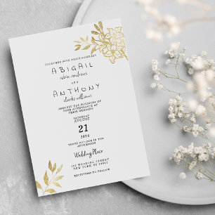 Einfache Hochzeit mit weißem Glitzer Einladung