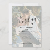 Einfache Hochzeit mit weißem Overlay-Foto Einladung (Vorderseite)