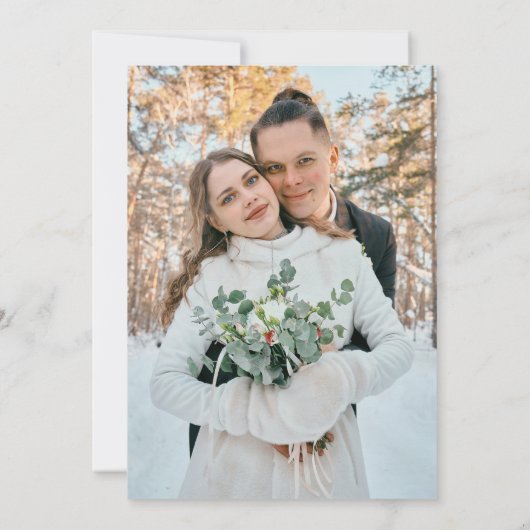 Einfache Hochzeit mit weißem Overlay-Foto Einladung (Rückseite)