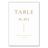 Einfache Hochzeit mit weißem und goldenem Champagn Tischnummer (Rückseite)