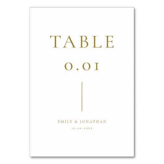 Einfache Hochzeit mit weißem und goldenem Champagn Tischnummer (Vorderseite)