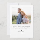 Einfache Hochzeit mit weißer Kalligrafie Dankeskarte (Rückseite)