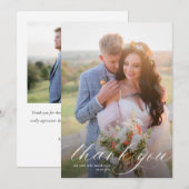 Einfache Hochzeit mit weißer Kalligrafie Dankeskarte (Vorne/Hinten)