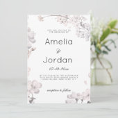 Einfache Hochzeit mit weißer Rosa Kirsche Einladung (Stehend Vorderseite)