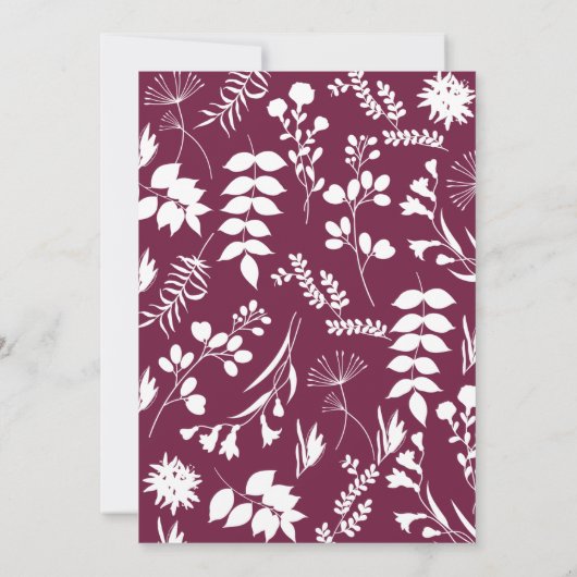 Einfache Hochzeit moderner Burgunder-Initialen Einladung (Rückseite)