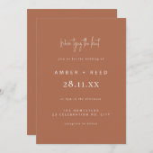 Einfache Hochzeit Moderner Minimaler Script-Kupfer Einladung (Vorne/Hinten)