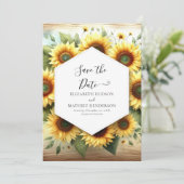 Einfache Hochzeit moderner Sonnenblumen Save The Date (Stehend Vorderseite)