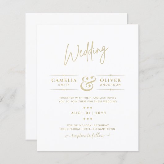 Einfache Hochzeit moderner Typografie (Vorne/Hinten)