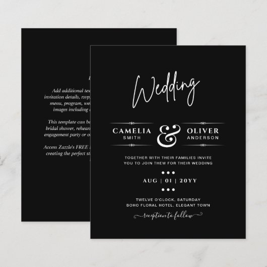 Einfache Hochzeit moderner Typografie (Vorne/Hinten)