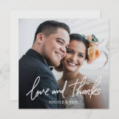 Einfache Hochzeit moderner Typografie-Fotos Dankeskarte (Vorne/Hinten)