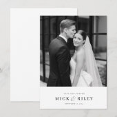 Einfache Hochzeit moderner Typografie-Fotos Dankeskarte (Vorne/Hinten)