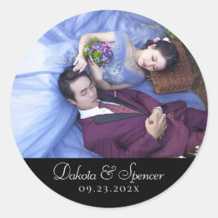 Einfache Hochzeit   Modernes Dankeschön klassische Runder Aufkleber