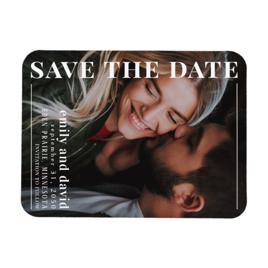 Einfache Hochzeit Modernes Foto Save the Date Magnet (Horizontal)