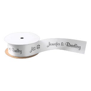 Einfache Hochzeit Monogramm Schwarz-weiß Personali Satinband
