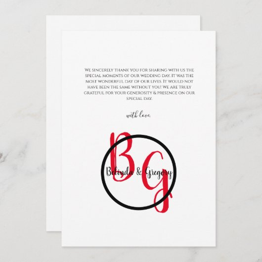 Einfache Hochzeit Personalisierter Initialen Dankeskarte (Vorne/Hinten)