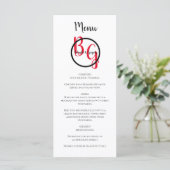 Einfache Hochzeit Personalisierter Initialen Menükarte (Stehend Vorderseite)