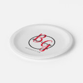 Einfache Hochzeit Personalisierter Initialen Pappteller (Schrägansicht)