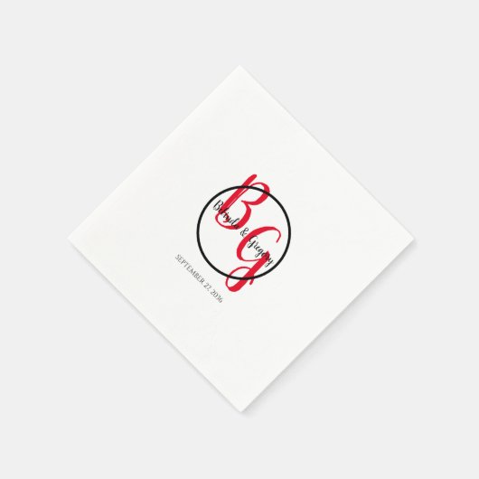 Einfache Hochzeit Personalisierter Initialen Serviette (Ecke)